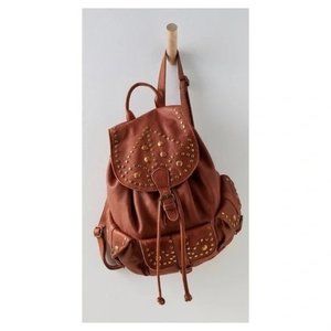 Free People Going West Studded Brown Leather Backpack